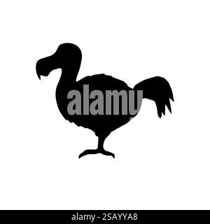 Vector hand drawn dodo bird silhouette isolated on white background Stock Vector