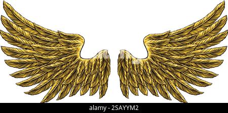Eagle Angel Wings Tattoo Vintage Woodcut Style Stock Vector
