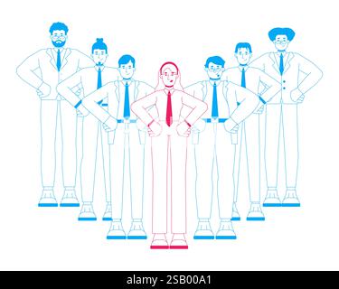 Confident diverse group of professionals 2D cartoon characters Stock Vector