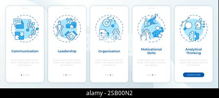 Line manager skills blue onboarding mobile app screen Stock Vector