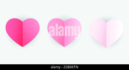 Red, pink and white flying hearts isolated. Stock Vector