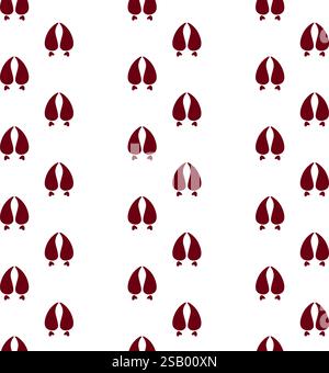 Pig Hoof Silhouette vector seamless pattern, Pig Footprints, Pig Feet Stock Vector
