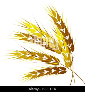 Golden wheat ears. Isolated on a white background. Vector illustration Stock Vector