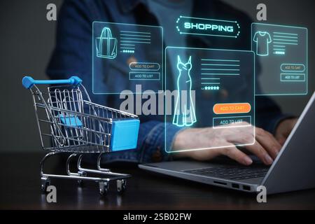 Concept of online stores and e-commerce. Online purchases and payments. Stock Photo