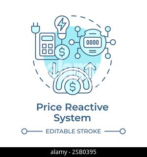 Price reactive system soft blue concept icon Stock Vector
