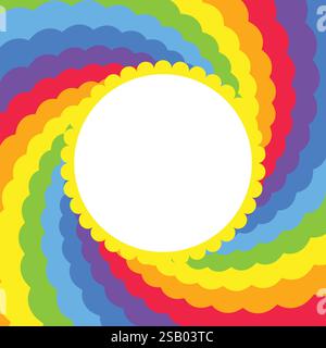 Spiral rainbow hypnotic swirl background, optical illusion of movement, vector illustration opt art style, colorful abstract geometric, multicolored p Stock Vector