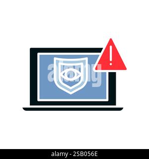 Intrusion Detection flat icon. Vector isolated element. Editable stroke. Stock Vector