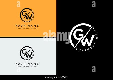 GW Minimal Vector Logo - Simple Business Logo for Monogram G and W Stock Vector