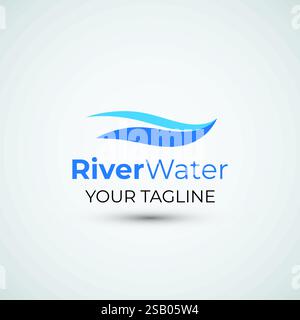 River water logo design abstract template Stock Vector