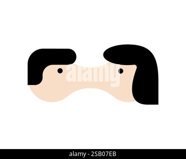 Kissing couple sign. Boy and girl kissing symbol. Stock Vector