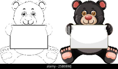 Two cartoon bears with blank signs for messages Stock Vector Image ...