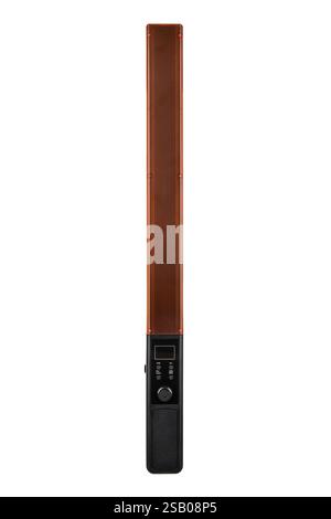 A rectangular LED light panel with a black handle, featuring multiple small LED bulbs covered by a transparent plastic cover, used for photography or Stock Photo