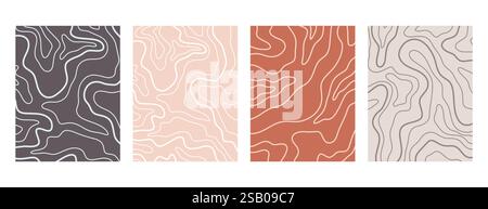 Topography background. Topographic map texture set Stock Vector