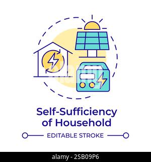 Household self sufficiency multi color concept icon Stock Vector