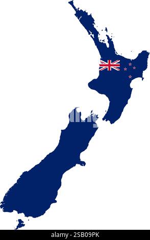 New Zealand flag map contour vector illustration Stock Vector