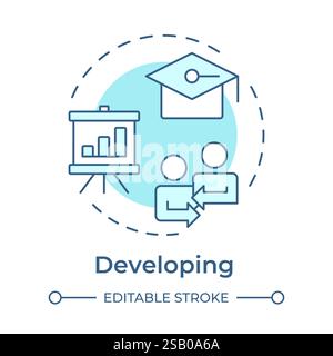 Developing soft blue concept icon Stock Vector
