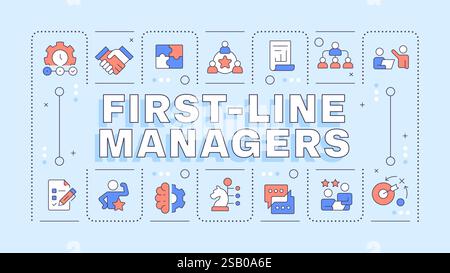 First line managers light blue word concept Stock Vector