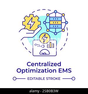 Centralized optimization EMS multi color concept icon Stock Vector