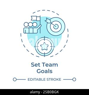 Set team goals soft blue concept icon Stock Vector