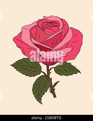Rose June Birth month flower line art vector Stock Vector Image & Art ...