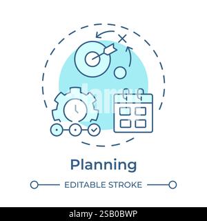 Planning soft blue concept icon Stock Vector