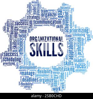 Organizational Skills word cloud conceptual design isolated on white background. Stock Vector