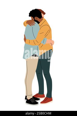 Couple of interracial gay men embracing and kissing, lgbt men in love ...
