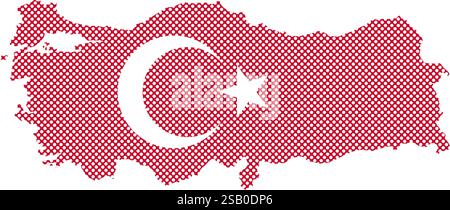 Turkey flag map contour with dotted pattern vector illustration Stock Vector