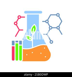 Bioremediation flat icon. Vector isolated element. Editable stroke. Stock Vector