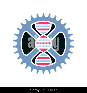 Genetic engineering flat icon. Vector isolated element. Editable stroke. Stock Vector