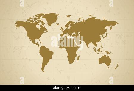 Illustration of a Colored map of world. Grunge world map. Old world map on paper. Stock Vector