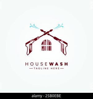 Creative Pressure Washing Logo Template for House Cleaning Service Stock Vector
