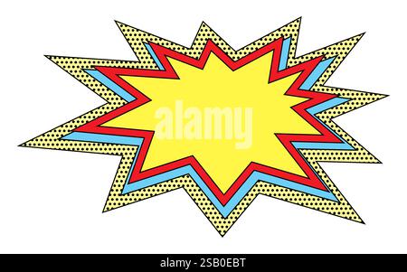Comic style starburst explosion in yellow, red, blue, and black - Vector Illustration Stock Vector