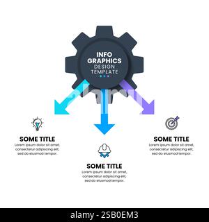 Infographic template with icons and 3 options or steps. Gear . Can be used for workflow layout, diagram, banner, webdesign. Vector illustration Stock Vector