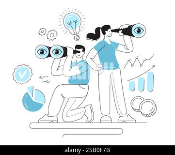 Search for profitable investments. Business concept. Data analysis and management. Database reporting, charting Stock Vector