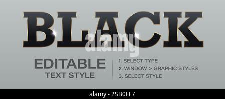 Black golden Editable text effect, premium stylish graphic style template. Customizable gold color contour style. Vector illustration Stock Vector