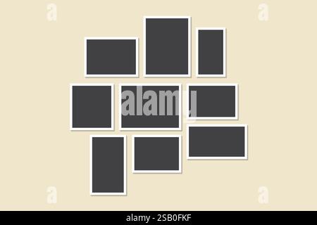 Simple elegant mood board photo collage white background Stock Vector