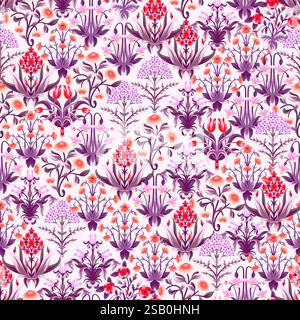 Ditsy seamless pattern with symmetrical flowers. Vector. Stock Vector