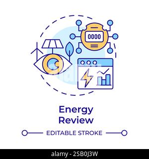 Energy review multi color concept icon Stock Vector