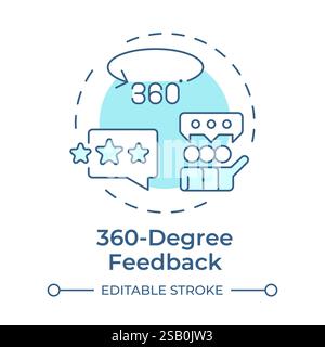 360 degree feedback soft blue concept icon Stock Vector