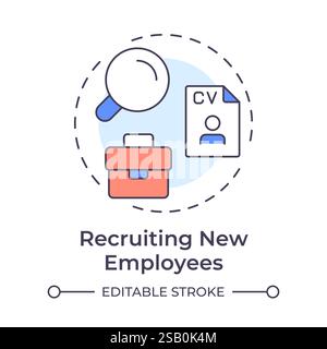 Recruiting new employees multi color concept icon Stock Vector