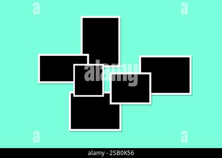 Simple elegant mood board photo collage white background Stock Vector