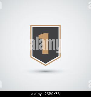 Number one shield and flag logo design template icon Stock Vector