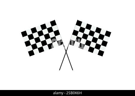 Two black and white checkered flags crossed in the center, symbolizing racing and victory Stock Vector