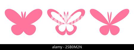 Flat Butterfly Shape Illustration Element Set Stock Vector