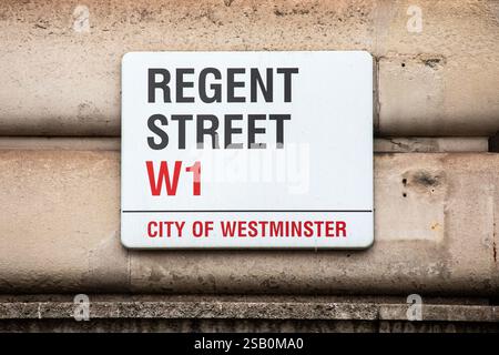 London, UK - July 1st 2024: Street sign for Regent Street in London, UK. Stock Photo