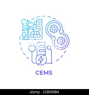 CEMS blue gradient concept icon Stock Vector