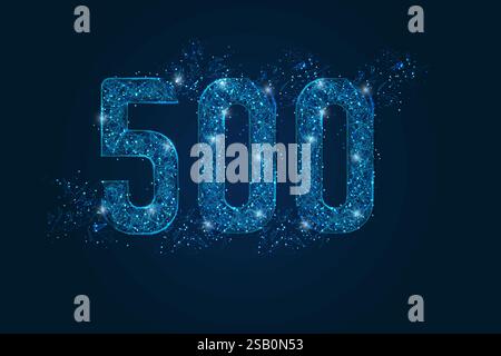Abstract isolated blue image of 500 Internal server error concept. Polygonal low poly wireframe illustration. Website error, Network error, Cloud Stock Vector