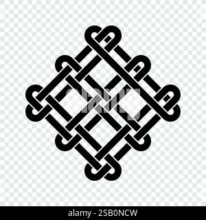 Black outlined Celtic knot design showcasing symmetrical loops on a transparent background Stock Vector