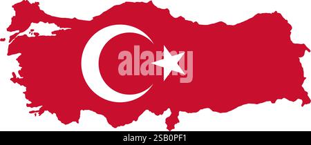 Turkey flag map contour vector illustration Stock Vector